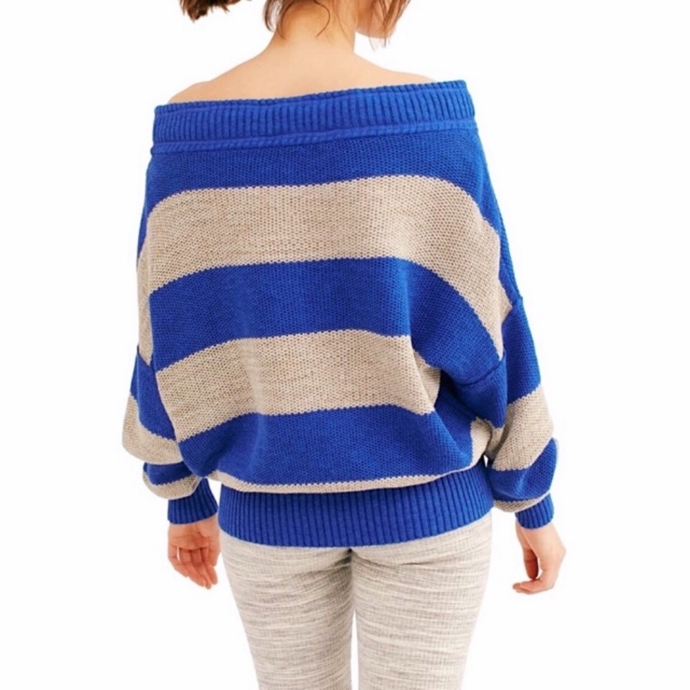 FREE PEOPLE Cassidy Striped Sweater blue size small - Picture 4 of 9